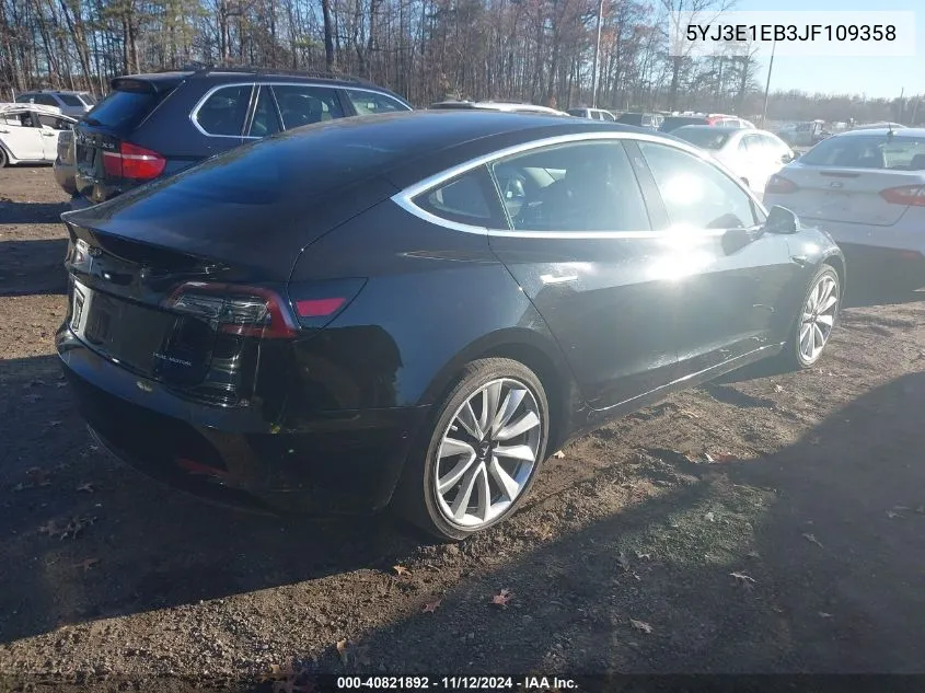 2018 Tesla Model 3 Long Range/Performance VIN: 5YJ3E1EB3JF109358 Lot: 40821892