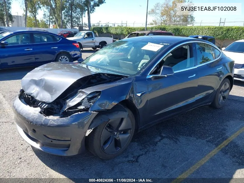 2018 Tesla Model 3 Long Range/Mid Range VIN: 5YJ3E1EA8JF102008 Lot: 40824356