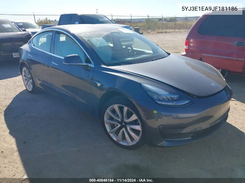 2018 Tesla Model 3 Long Range/Mid Range VIN: 5YJ3E1EA9JF181186 Lot: 40846184