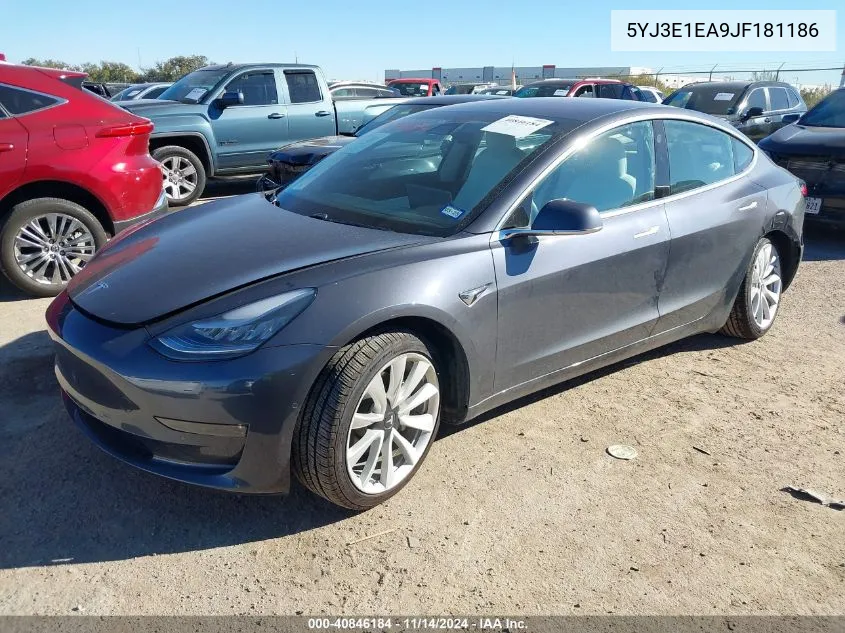 2018 Tesla Model 3 Long Range/Mid Range VIN: 5YJ3E1EA9JF181186 Lot: 40846184