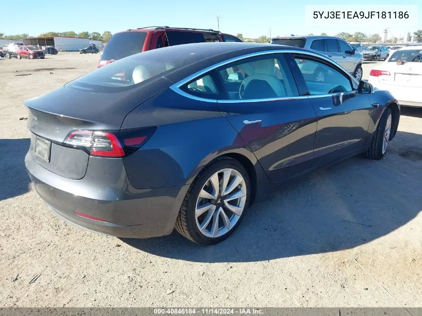 2018 Tesla Model 3 Long Range/Mid Range VIN: 5YJ3E1EA9JF181186 Lot: 40846184