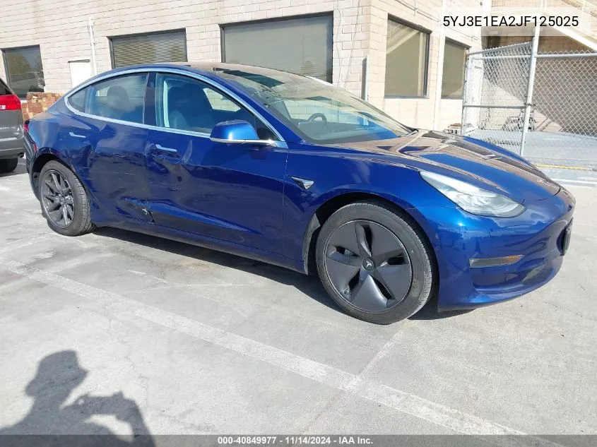 2018 Tesla Model 3 Long Range/Mid Range VIN: 5YJ3E1EA2JF125025 Lot: 40849977