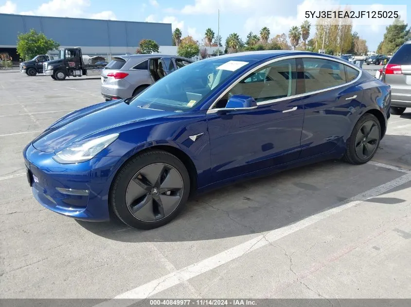 2018 Tesla Model 3 Long Range/Mid Range VIN: 5YJ3E1EA2JF125025 Lot: 40849977