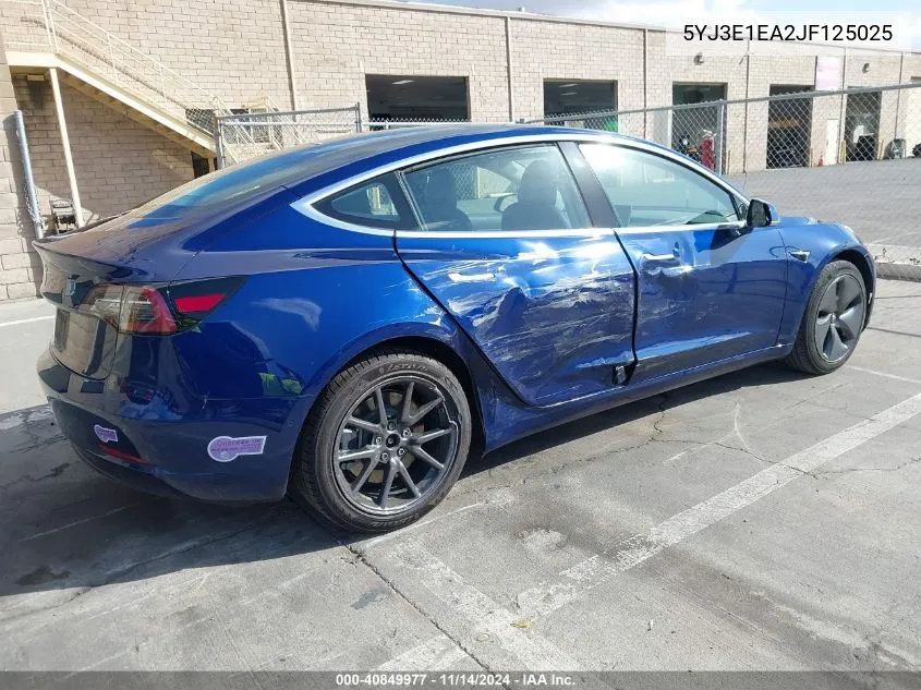 2018 Tesla Model 3 Long Range/Mid Range VIN: 5YJ3E1EA2JF125025 Lot: 40849977