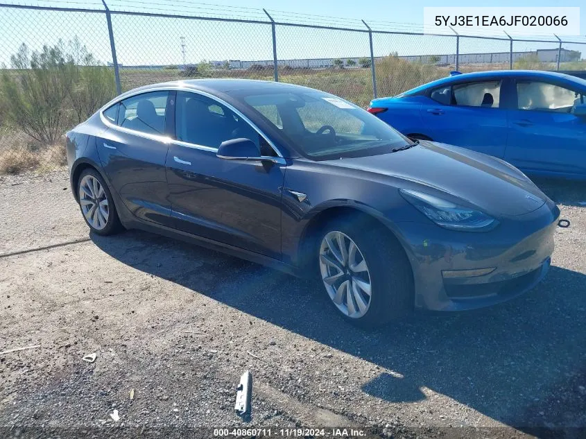 2018 Tesla Model 3 Long Range/Mid Range VIN: 5YJ3E1EA6JF020066 Lot: 40860711