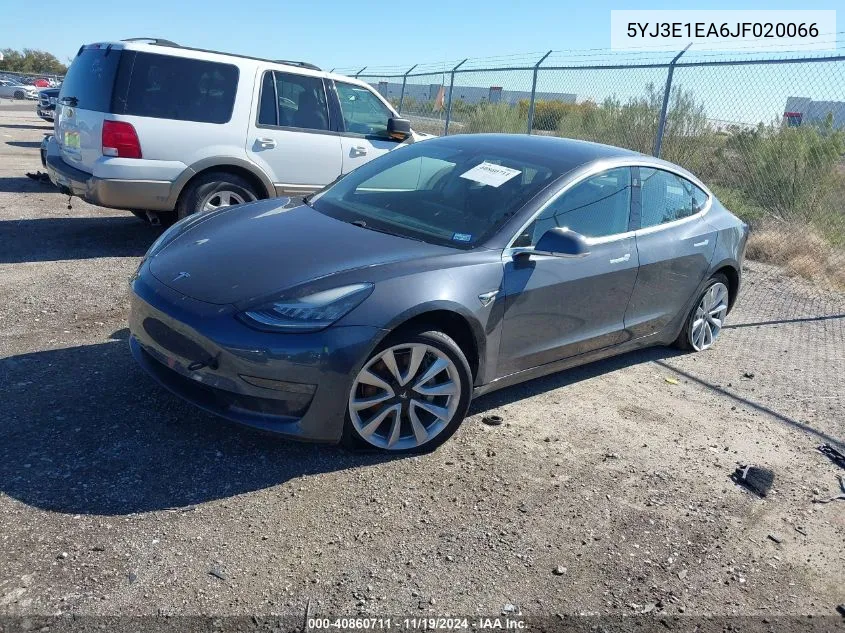 2018 Tesla Model 3 Long Range/Mid Range VIN: 5YJ3E1EA6JF020066 Lot: 40860711