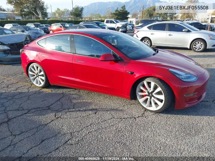 2018 Tesla Model 3 Long Range/Performance VIN: 5YJ3E1EBXJF055508 Lot: 40865628