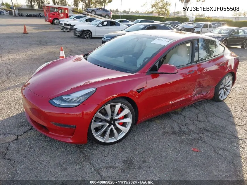 2018 Tesla Model 3 Long Range/Performance VIN: 5YJ3E1EBXJF055508 Lot: 40865628