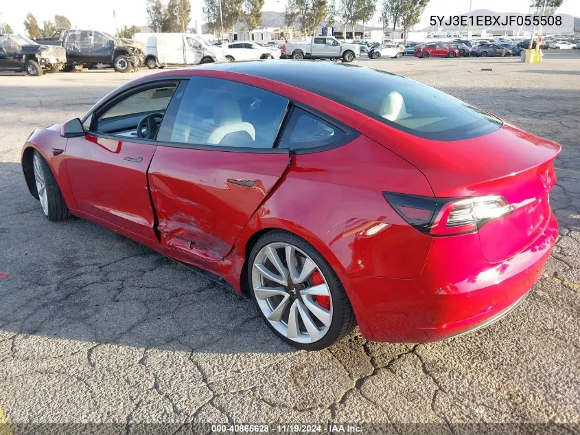 2018 Tesla Model 3 Long Range/Performance VIN: 5YJ3E1EBXJF055508 Lot: 40865628