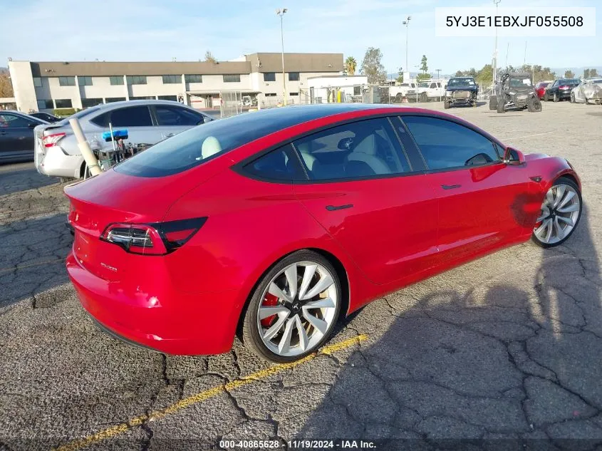 2018 Tesla Model 3 Long Range/Performance VIN: 5YJ3E1EBXJF055508 Lot: 40865628