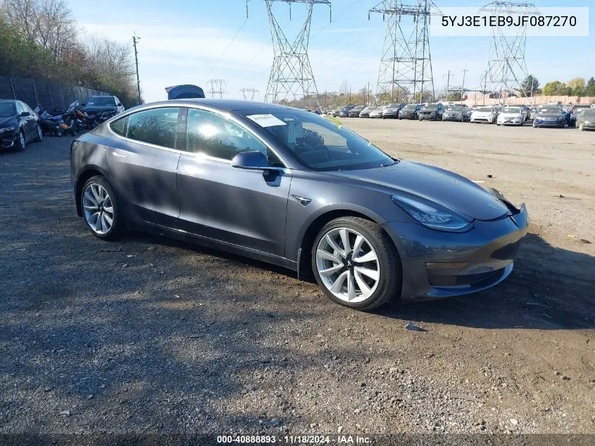 2018 Tesla Model 3 Long Range/Performance VIN: 5YJ3E1EB9JF087270 Lot: 40888893