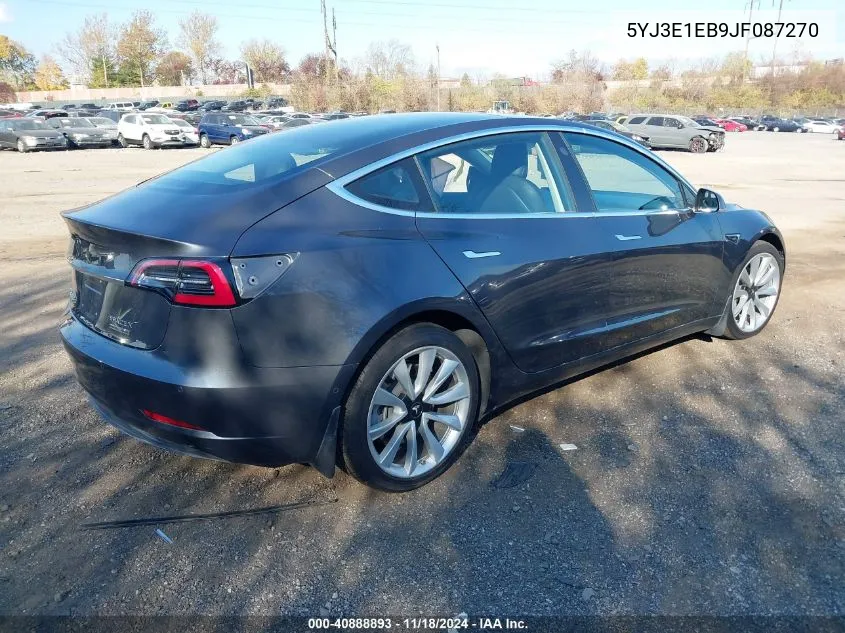 2018 Tesla Model 3 Long Range/Performance VIN: 5YJ3E1EB9JF087270 Lot: 40888893