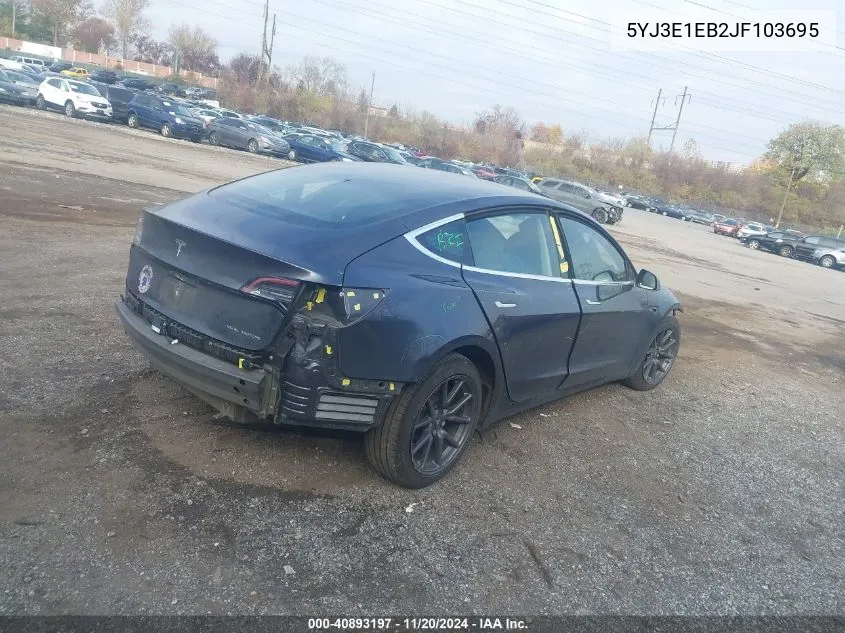 2018 Tesla Model 3 Long Range/Performance VIN: 5YJ3E1EB2JF103695 Lot: 40893197