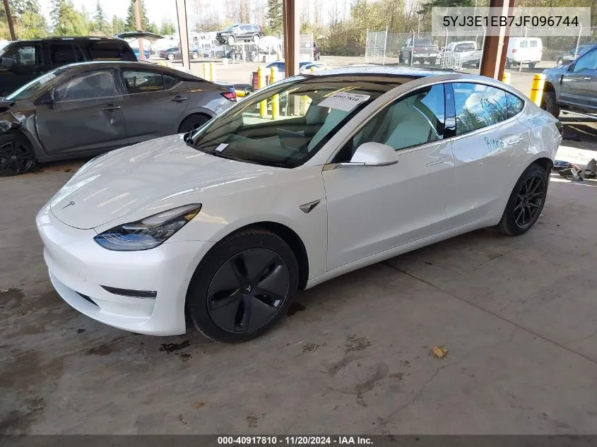 2018 Tesla Model 3 Long Range/Performance VIN: 5YJ3E1EB7JF096744 Lot: 40917810