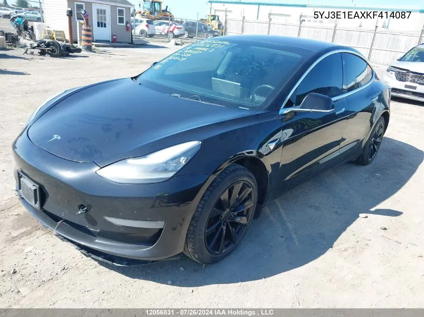 2019 Tesla Model 3 VIN: 5YJ3E1EAXKF414087 Lot: 12056831