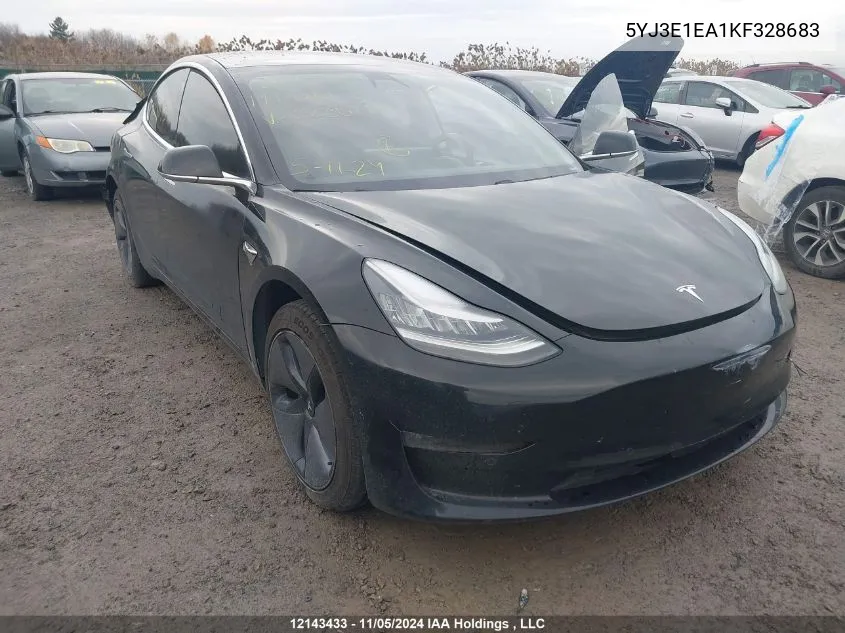 2019 Tesla Model 3 VIN: 5YJ3E1EA1KF328683 Lot: 12143433