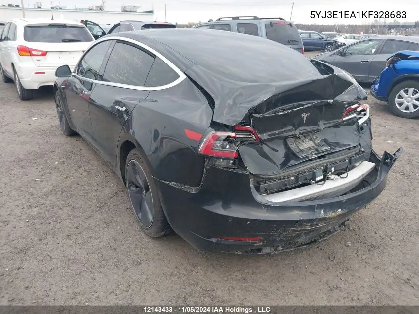 2019 Tesla Model 3 VIN: 5YJ3E1EA1KF328683 Lot: 12143433