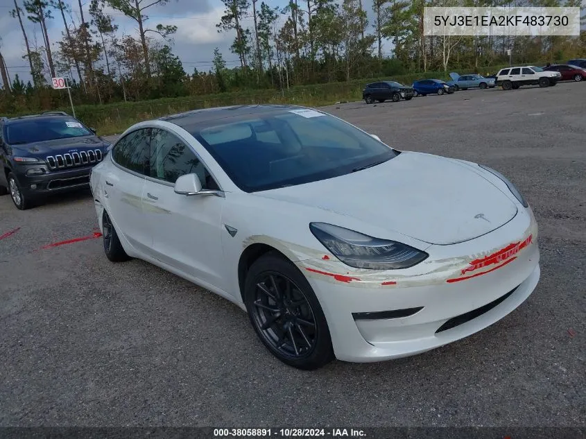 2019 Tesla Model 3 Standard Range/Standard Range Plus/Long Range/Mid Range VIN: 5YJ3E1EA2KF483730 Lot: 38058891