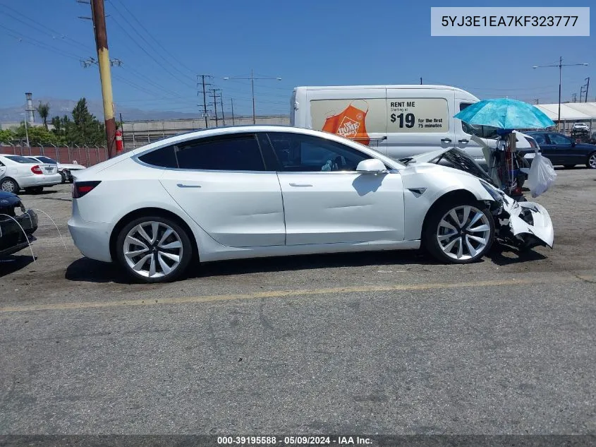 2019 Tesla Model 3 Long Range/Mid Range/Standard Range/Standard Range Plus VIN: 5YJ3E1EA7KF323777 Lot: 39195588