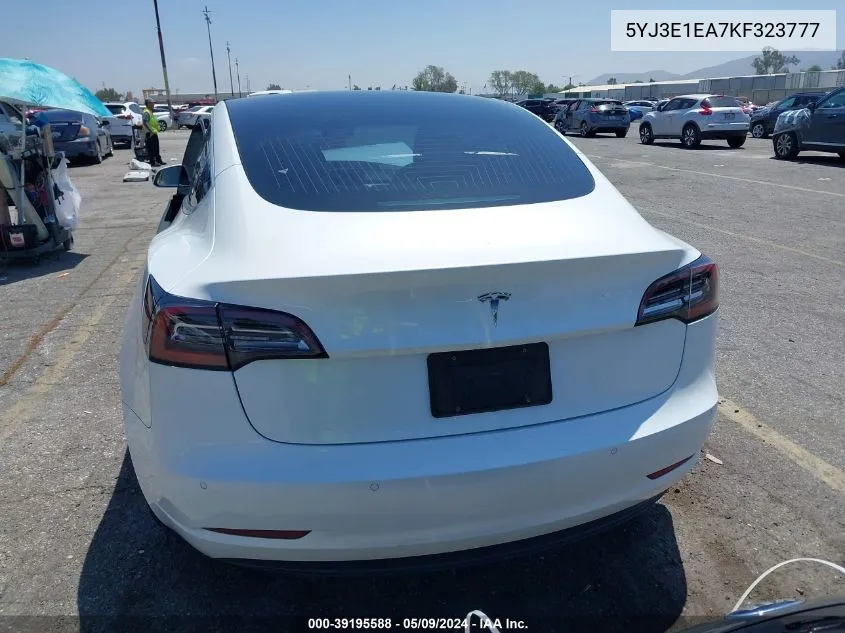 2019 Tesla Model 3 Long Range/Mid Range/Standard Range/Standard Range Plus VIN: 5YJ3E1EA7KF323777 Lot: 39195588