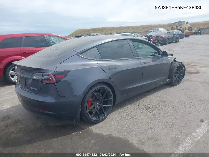 5YJ3E1EB6KF438430 2019 Tesla Model 3 Long Range/Performance