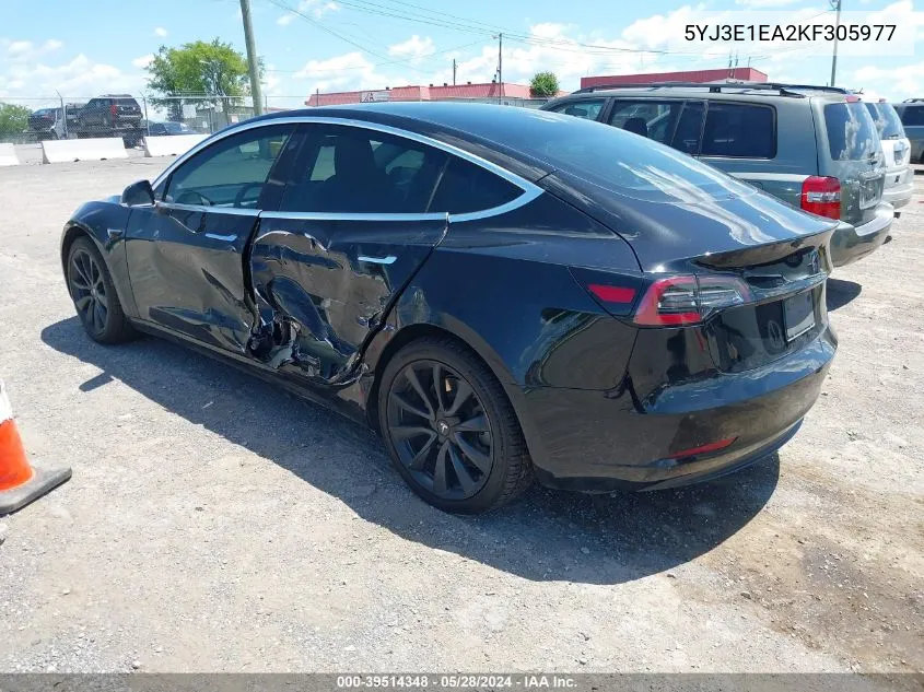 5YJ3E1EA2KF305977 2019 Tesla Model 3 Long Range/Mid Range/Standard Range/Standard Range Plus