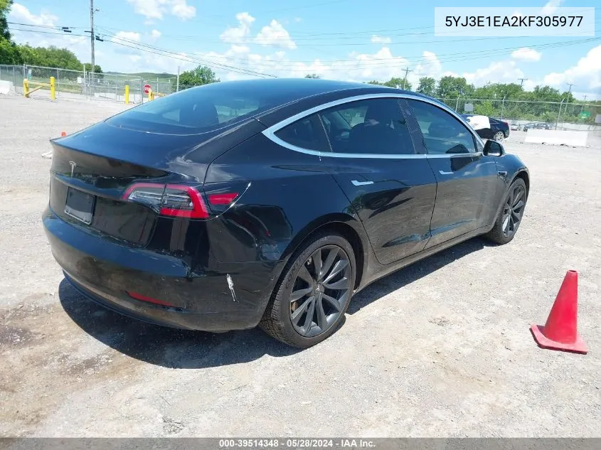 2019 Tesla Model 3 Long Range/Mid Range/Standard Range/Standard Range Plus VIN: 5YJ3E1EA2KF305977 Lot: 39514348