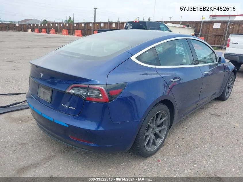 5YJ3E1EB2KF452616 2019 Tesla Model 3 Long Range/Performance