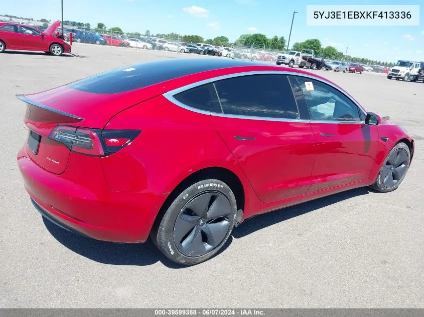 2019 Tesla Model 3 Long Range/Performance VIN: 5YJ3E1EBXKF413336 Lot: 39599388