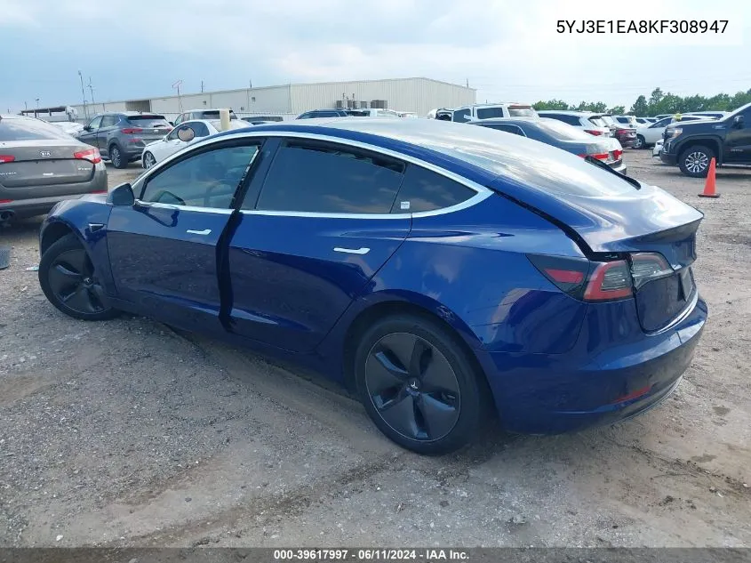 5YJ3E1EA8KF308947 2019 Tesla Model 3 Long Range/Mid Range/Standard Range/Standard Range Plus