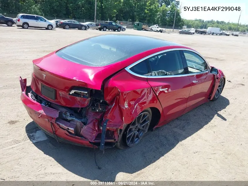 2019 Tesla Model 3 Long Range/Mid Range/Standard Range/Standard Range Plus VIN: 5YJ3E1EA4KF299048 Lot: 39713561