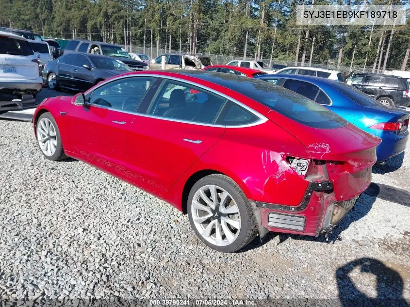 5YJ3E1EB9KF189718 2019 Tesla Model 3 Long Range/Performance