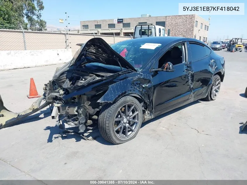 5YJ3E1EB7KF418042 2019 Tesla Model 3 Long Range/Performance