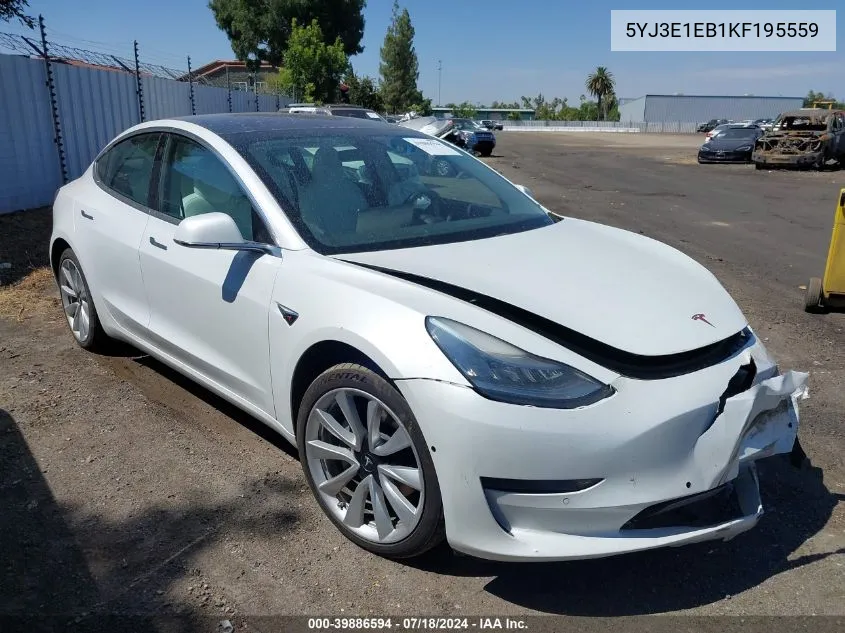 5YJ3E1EB1KF195559 2019 Tesla Model 3 Long Range/Performance