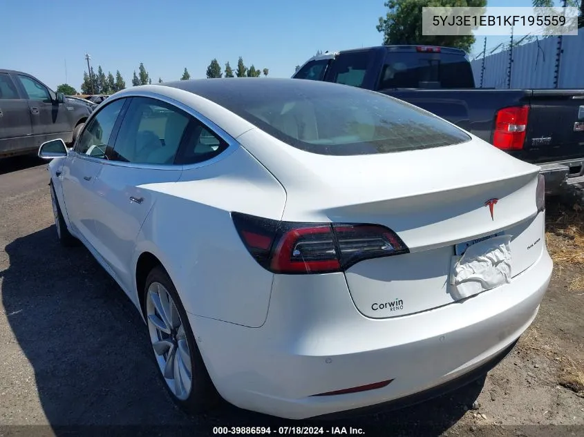 5YJ3E1EB1KF195559 2019 Tesla Model 3 Long Range/Performance