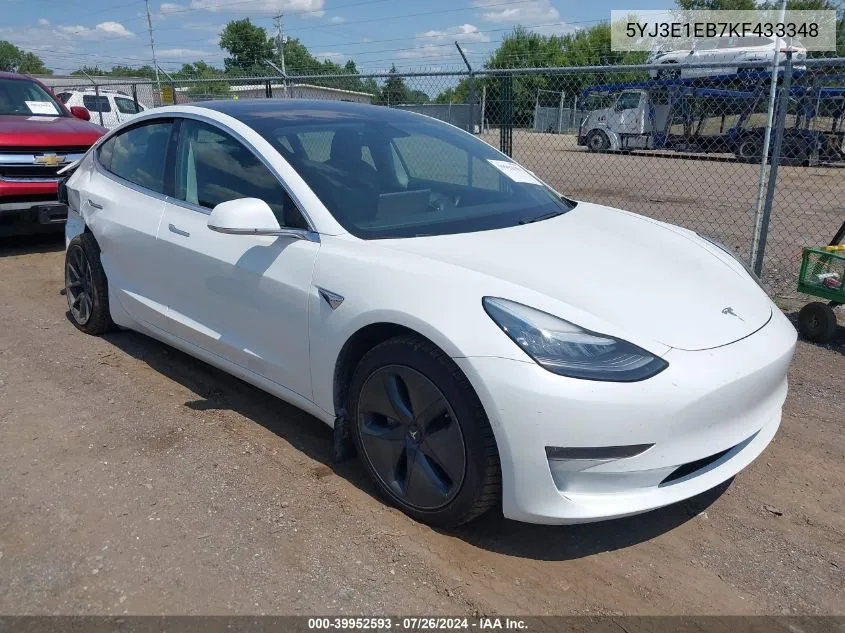 2019 Tesla Model 3 Long Range/Performance VIN: 5YJ3E1EB7KF433348 Lot: 39952593