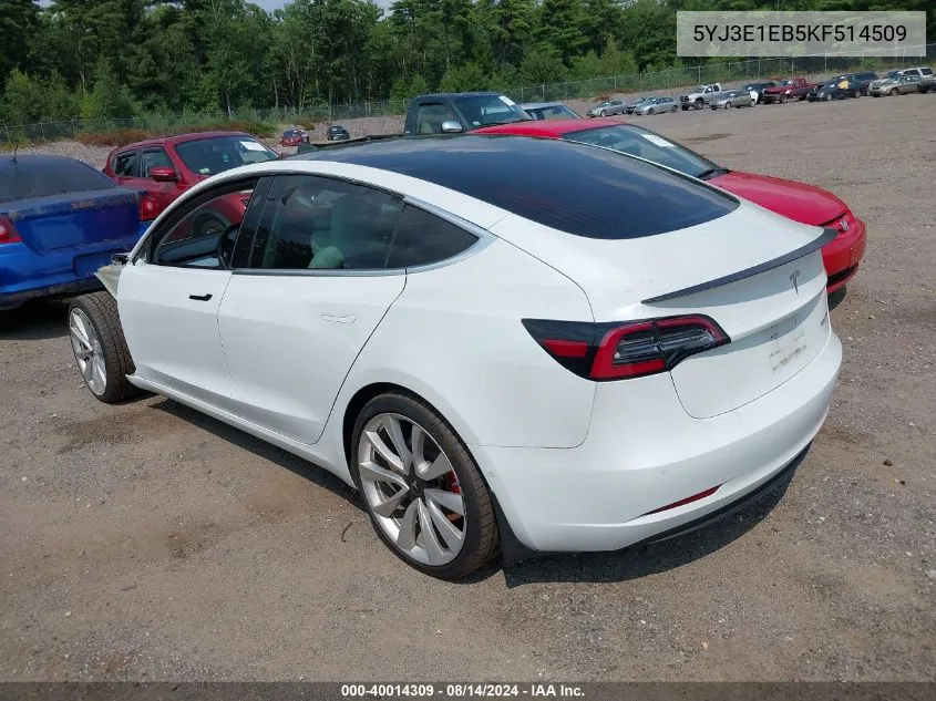 5YJ3E1EB5KF514509 2019 Tesla Model 3 Long Range/Performance