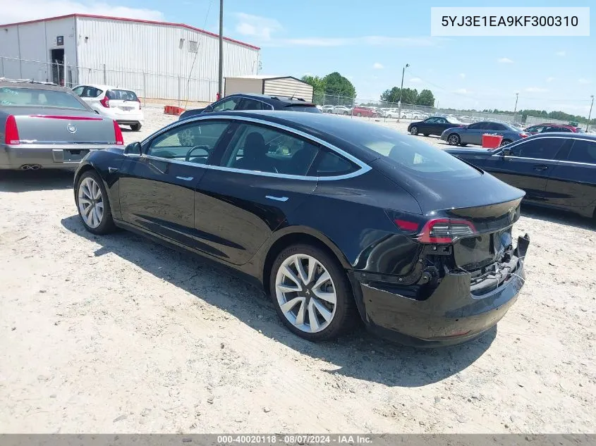 5YJ3E1EA9KF300310 2019 Tesla Model 3 Long Range/Mid Range/Standard Range/Standard Range Plus