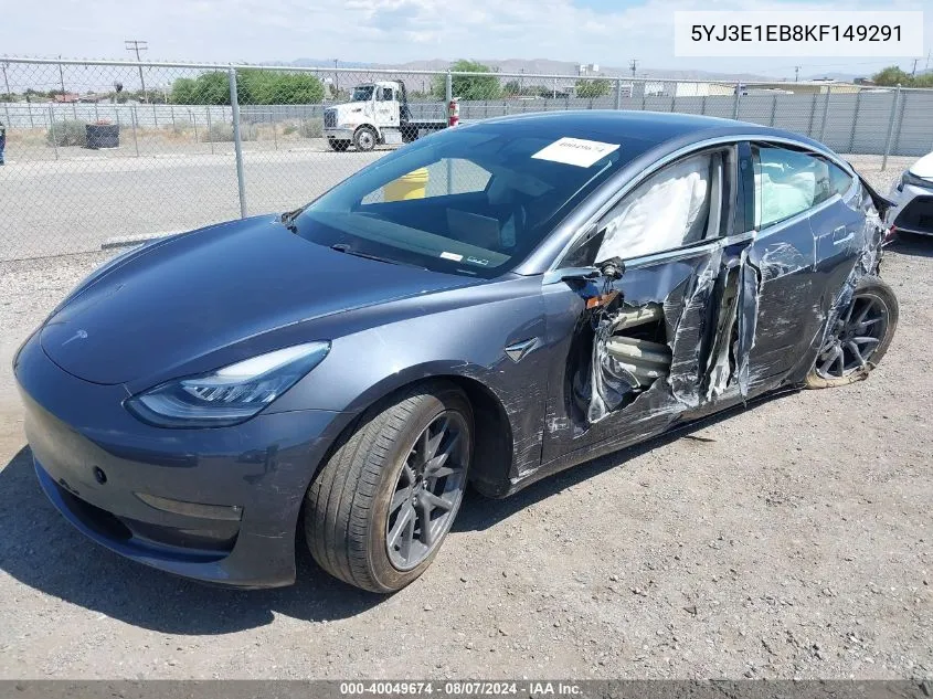 2019 Tesla Model 3 Long Range/Performance VIN: 5YJ3E1EB8KF149291 Lot: 40049674