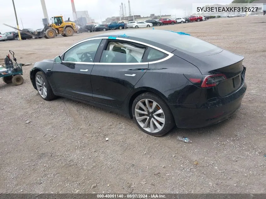 5YJ3E1EAXKF312627 2019 Tesla Model 3 Long Range/Mid Range/Standard Range/Standard Range Plus