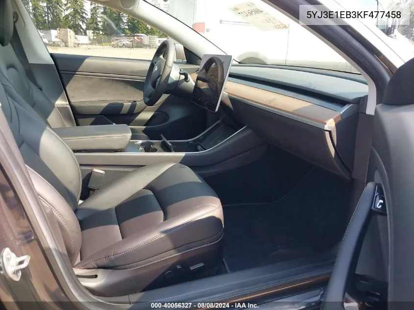 2019 Tesla Model 3 Long Range/Performance VIN: 5YJ3E1EB3KF477458 Lot: 40056327