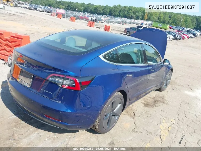 2019 Tesla Model 3 Long Range/Performance VIN: 5YJ3E1EB9KF391037 Lot: 40066252