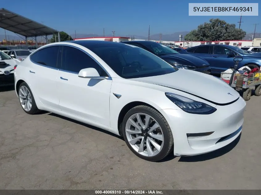 2019 Tesla Model 3 Long Range/Performance VIN: 5YJ3E1EB8KF469341 Lot: 40069310