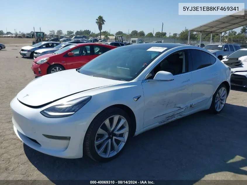 5YJ3E1EB8KF469341 2019 Tesla Model 3 Long Range/Performance