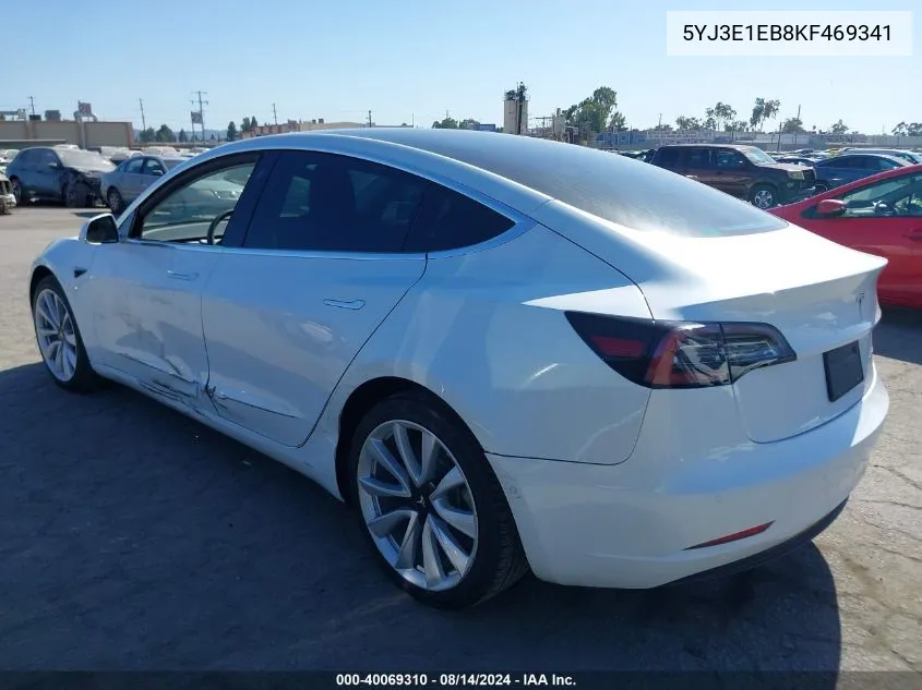 2019 Tesla Model 3 Long Range/Performance VIN: 5YJ3E1EB8KF469341 Lot: 40069310