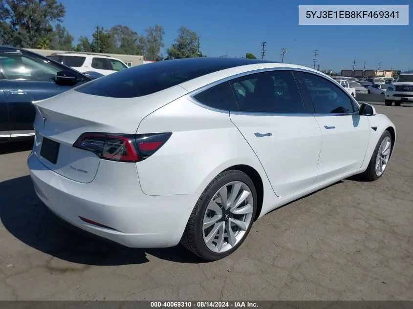 2019 Tesla Model 3 Long Range/Performance VIN: 5YJ3E1EB8KF469341 Lot: 40069310