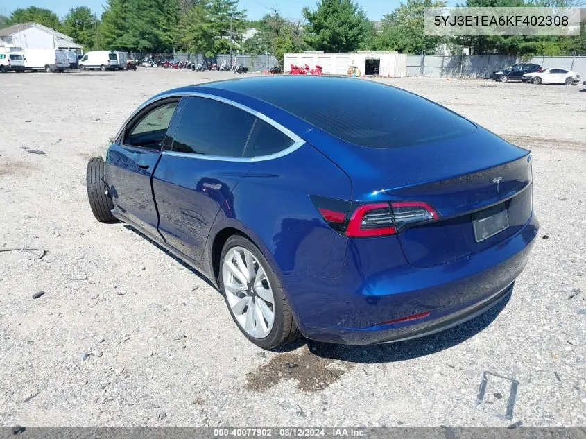 5YJ3E1EA6KF402308 2019 Tesla Model 3 Long Range/Mid Range/Standard Range/Standard Range Plus