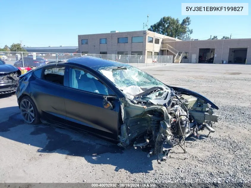 2019 Tesla Model 3 Long Range/Performance VIN: 5YJ3E1EB9KF199827 Lot: 40092930