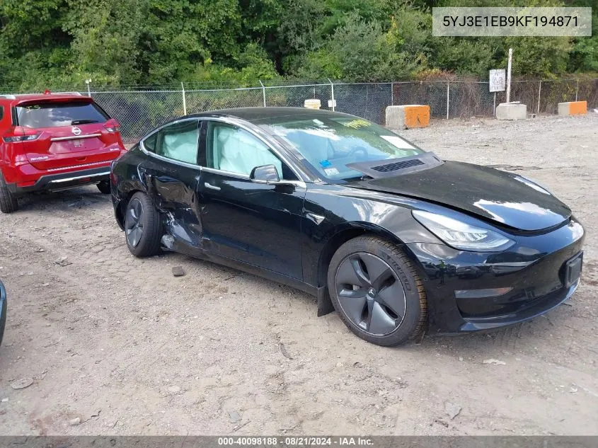 2019 Tesla Model 3 VIN: 5YJ3E1EB9KF194871 Lot: 40098188