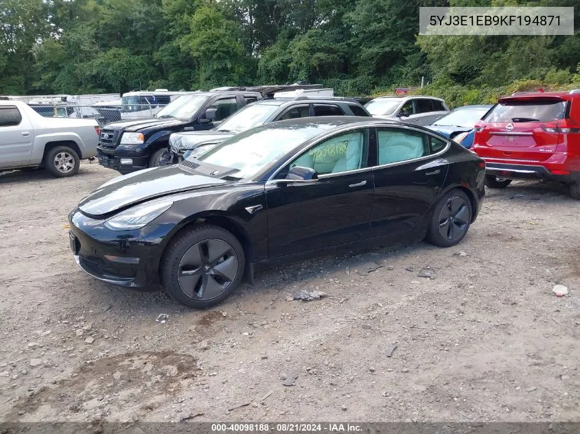 2019 Tesla Model 3 VIN: 5YJ3E1EB9KF194871 Lot: 40098188